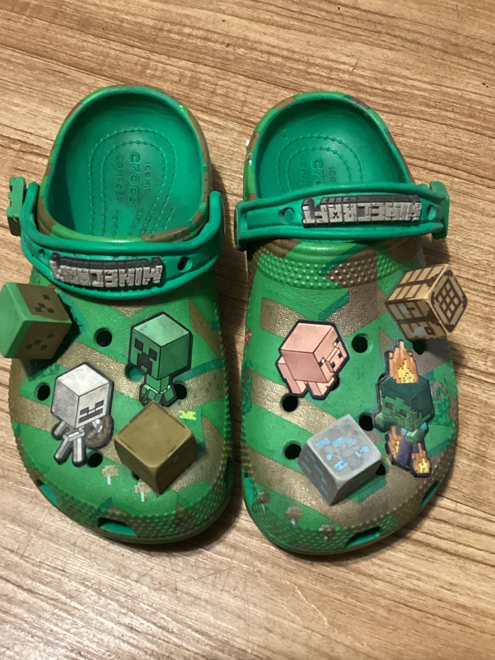 CROCS Kids' Green Minecraft Clog Sandals with Character Jibbitz